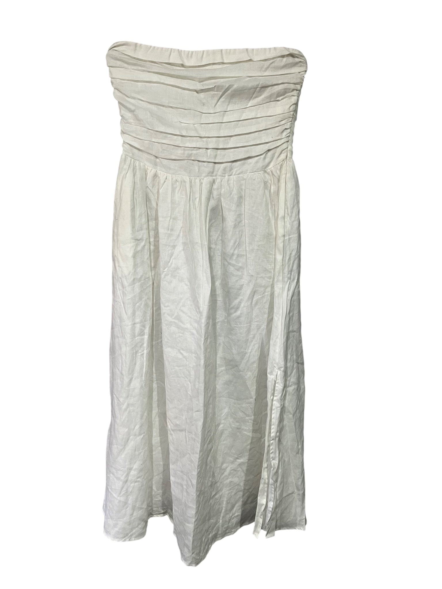 White Strapless Linen Midi Dress Size 14 RRP $169 - Image 1