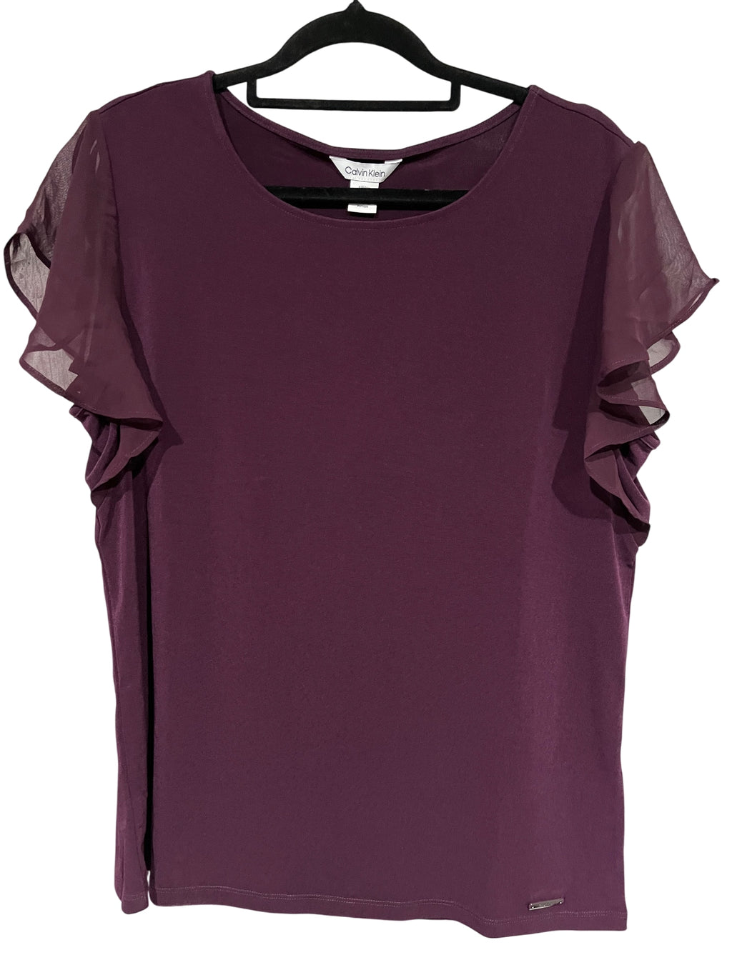 Calvin Klein Women's Purple Flutter Sleeve Blouse - Image 1
