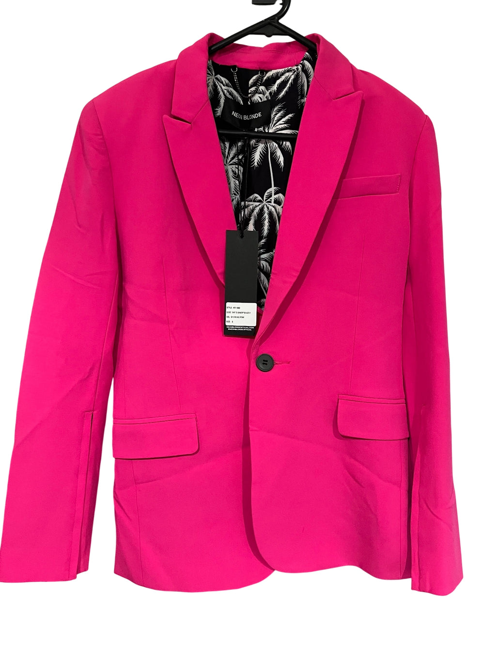 Neon Blonde She's Sharp Blazer Shocking Pink Size S - Image 1