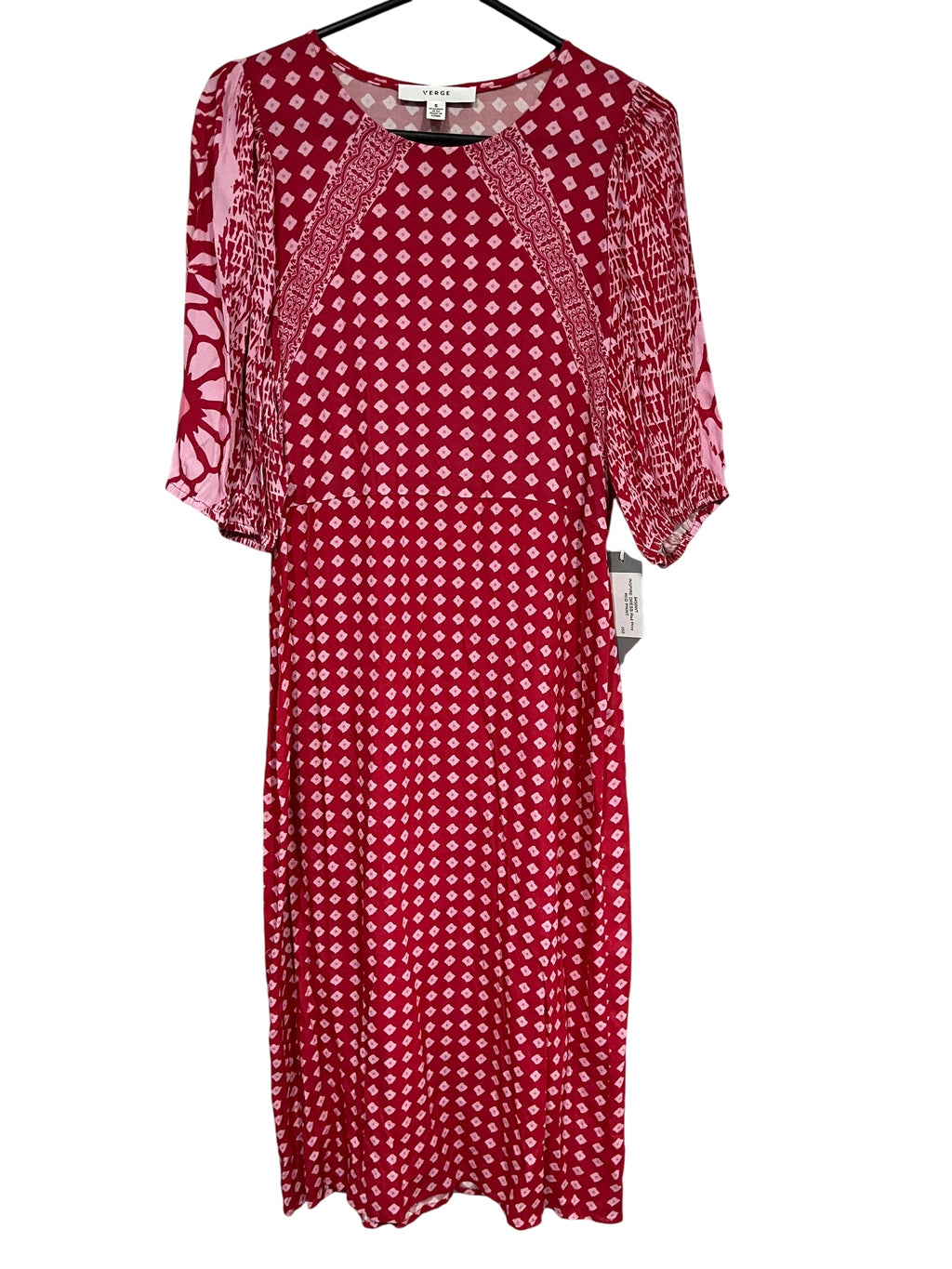Verge Inspire Midi Dress Red Pink Mixed Print Size S New - Image 1