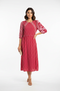 Verge Inspire Midi Dress Red Pink Mixed Print Size S New