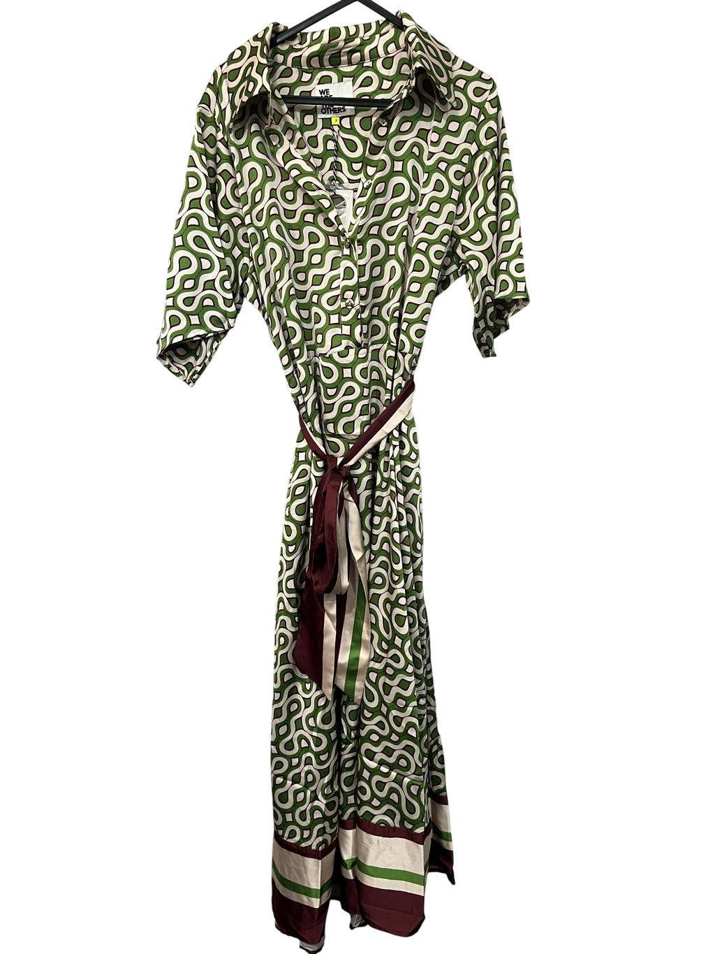 We Are The Others Alessia Geometric Print Shirt Dress Green Size 2 - Image 1