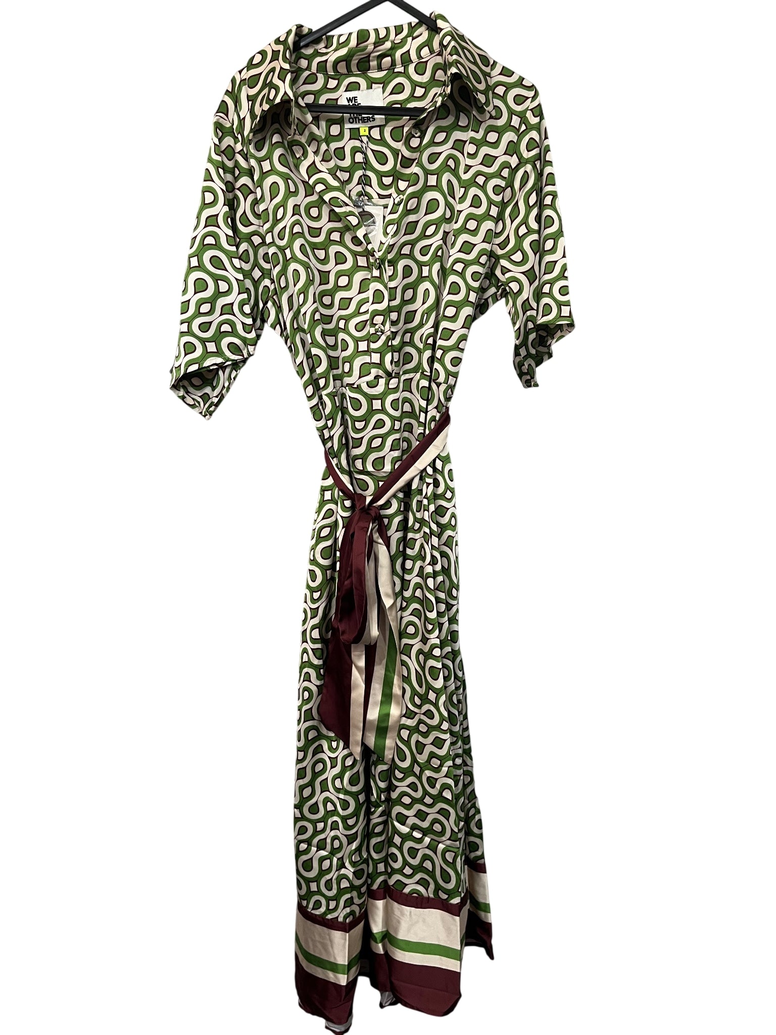 We Are The Others Alessia Geometric Print Shirt Dress Green Size 2 - Image 1