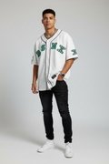 Bossini.X Baseball Jersey Shirt White Green Size S