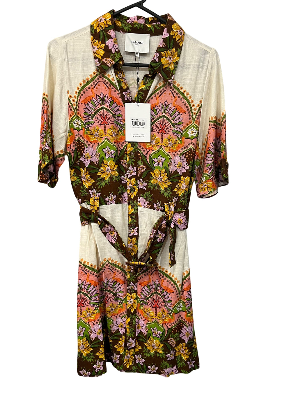 La Maise Studio Lalita Mini Dress Flamingo Paradise Size M - Image 1