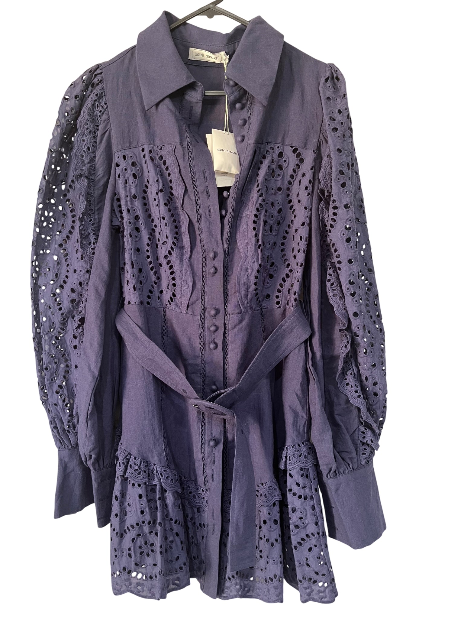 Saint Armont Lula Mini Shirt Dress French Navy Size 8 RRP $490  - Image 1