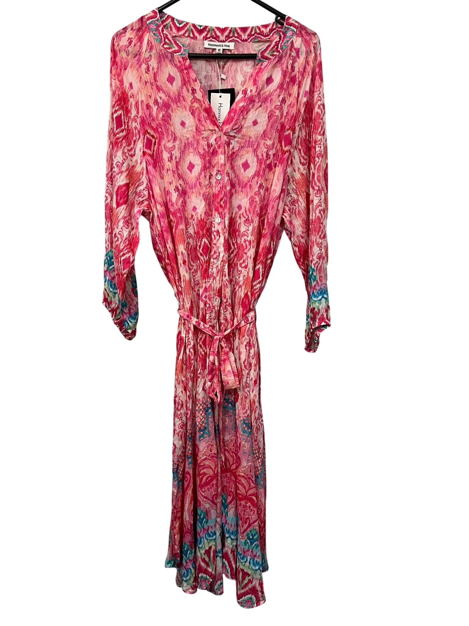 Hammock & Vine Pink Multi-Colored Printed Button-Down Tunic Dress - Image 1