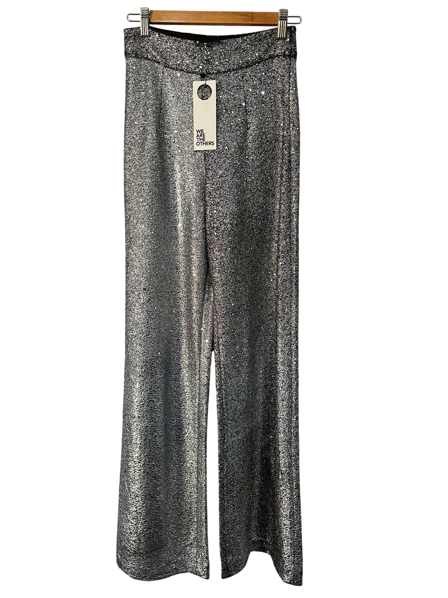 WE ARE THE OTHERS Sonya Trouser Silver Shimmer Wide Leg Pants - Image 1