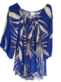 Witchery Blue and Cream Palm Leaf Print Blouse - Image 1