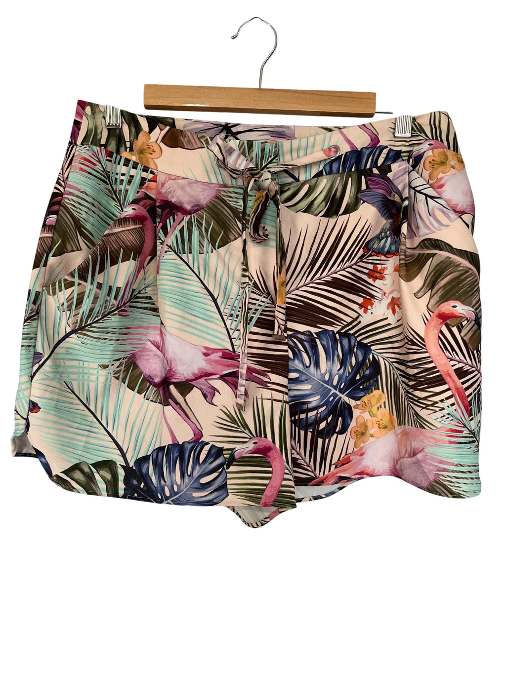 Portmans Tropical Flamingo Print Drawstring Shorts Size 12 - Image 1