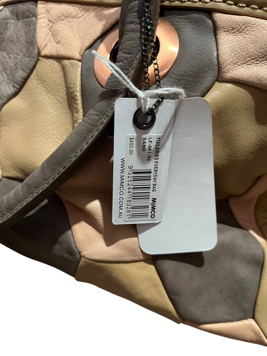 Mimco Tuileries Everyday Bag Sand Patchwork Leather Handbag - Image 1