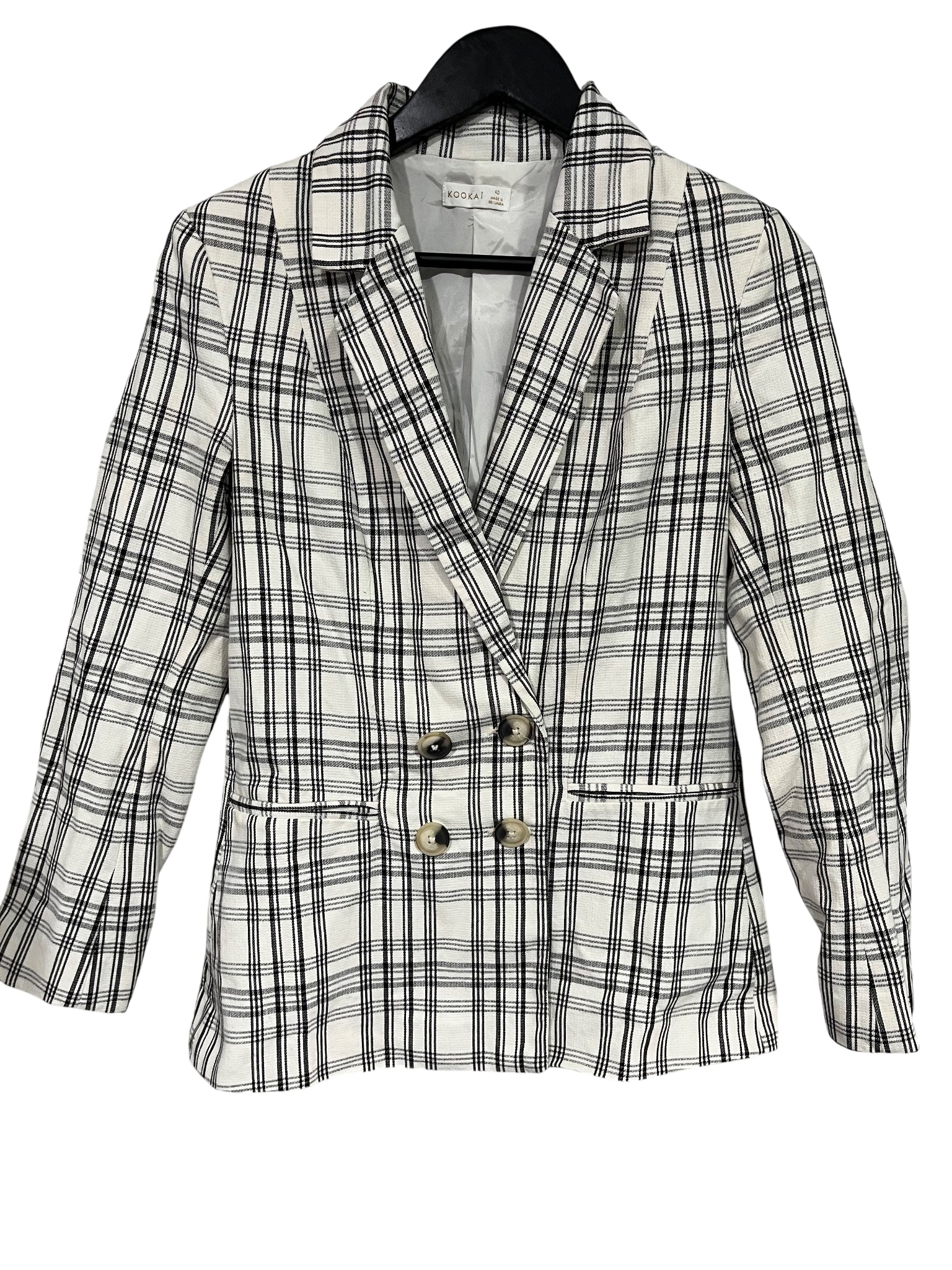KOOKAÏ Women's Double-Breasted Plaid Blazer Jacket - Image 1
