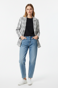KOOKAÏ Women's Double-Breasted Plaid Blazer Jacket