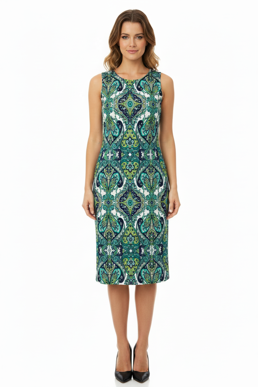 Joseph Ribkoff Paisley Print Sleeveless Sheath Dress