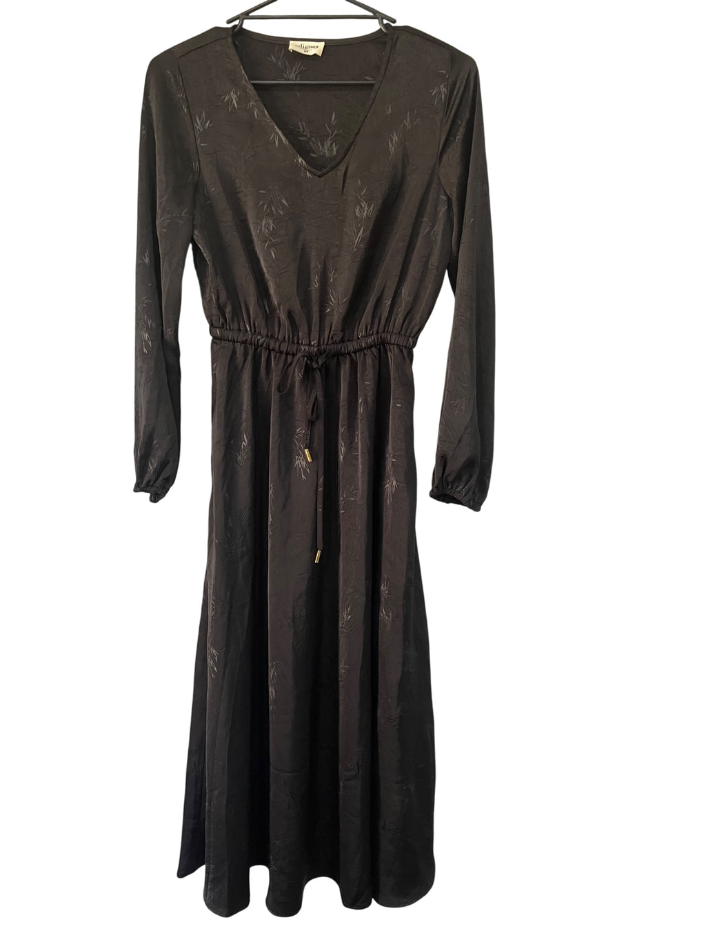Talisman Black Floral Jacquard Long Sleeve Midi Dress - Image 1