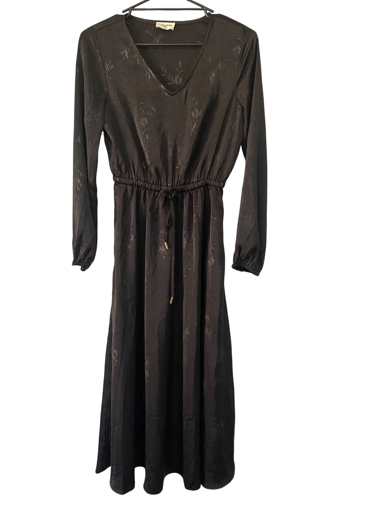 Talisman Black Floral Jacquard Long Sleeve Midi Dress - Image 1