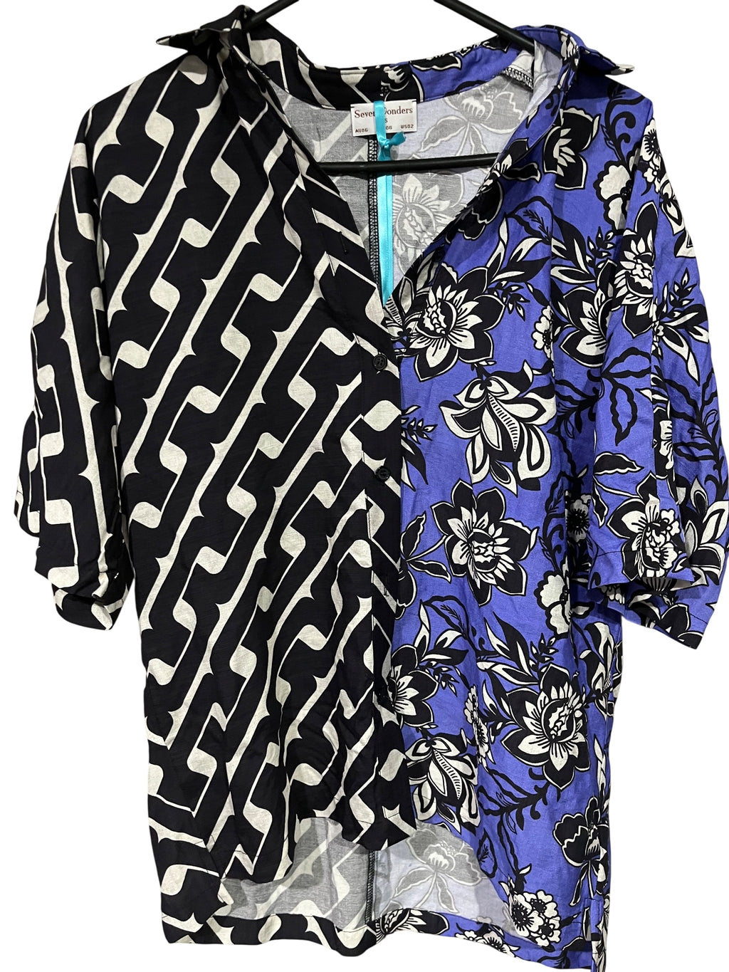 Seven Wonders Mixed Print Short Sleeve Button-Up Shirt - Image 1