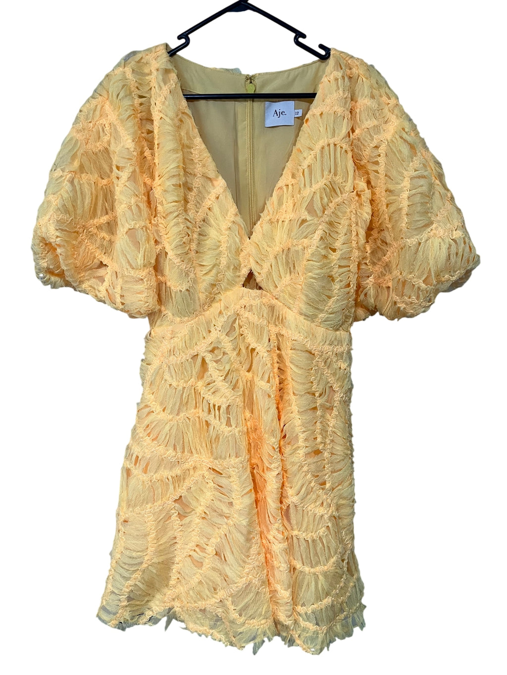 Aje.. Mimosa Cut Out Mini Dress Yellow Size 12 rrp $450 - Image 1