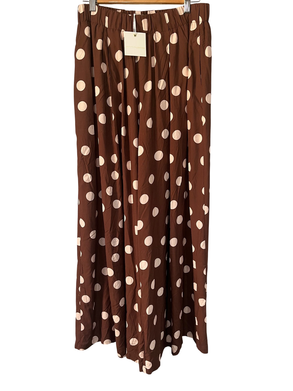 Whyte Valentyne Brown Polka Dot Palazzo Pants - Image 1