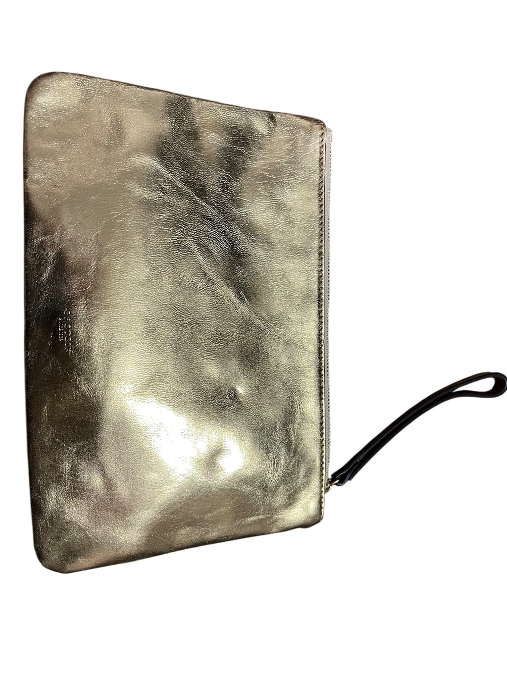 Oroton Metallic Gold Leather Wristlet Clutch - Image 1