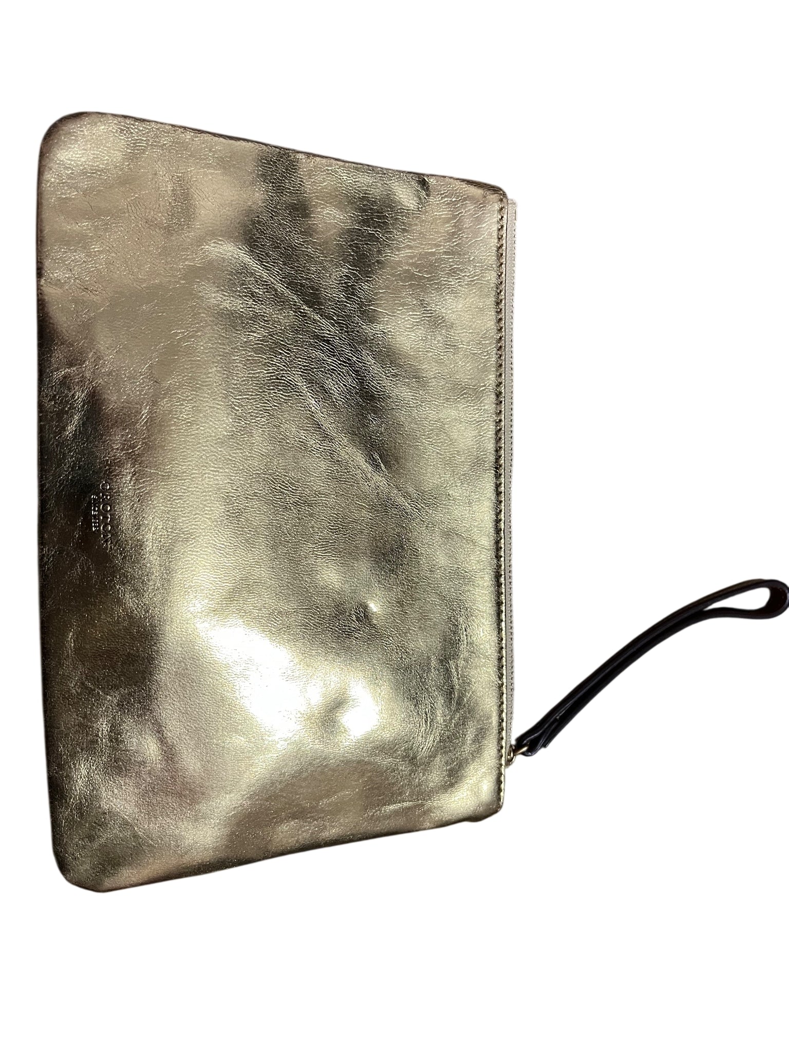 Oroton Metallic Gold Leather Wristlet Clutch - Image 1