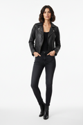 Mango Genuine Leather Biker Jacket Black