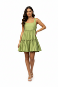 Aureta.. Lime Green Tiered Mini Dress Size S