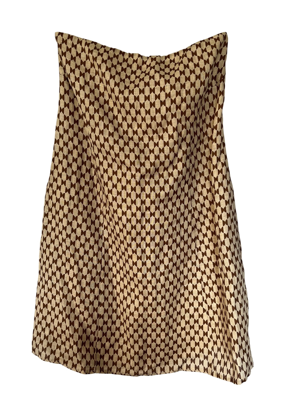 DISSH Geometric Print Strapless Mini Dress Brown Beige Size 8 - Image 1