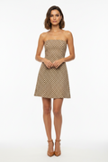 DISSH Geometric Print Strapless Mini Dress Brown Beige Size 8