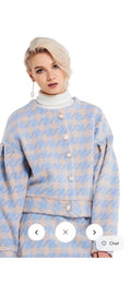 Storets Blue and Beige Houndstooth Cropped Jacket Size M - Image 1