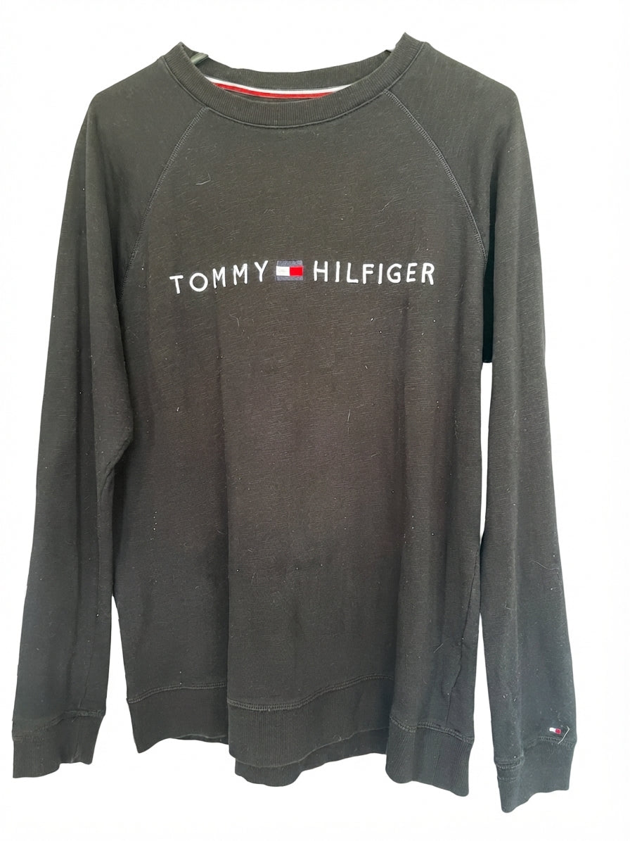 Tommy Hilfiger Black Embroidered Logo Crewneck Sweatshirt - Image 1