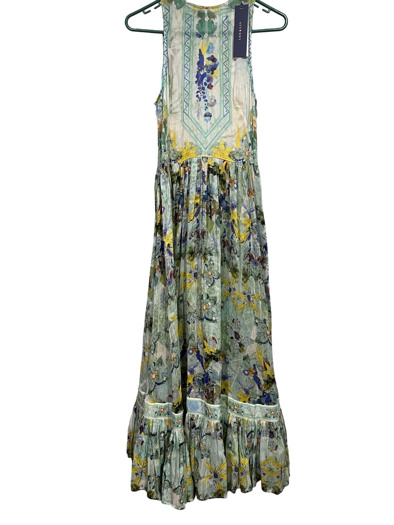 Leo & Lin Floral Linen Silk Maxi Dress Size 10 RRP $699 - Image 1