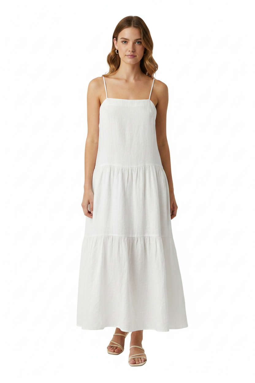 DISSH White Linen Blend Midi Cami Dress 10