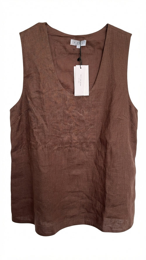 AERE Brown 100% Linen Sleeveless dress Size 12 New With Tags - Image 1