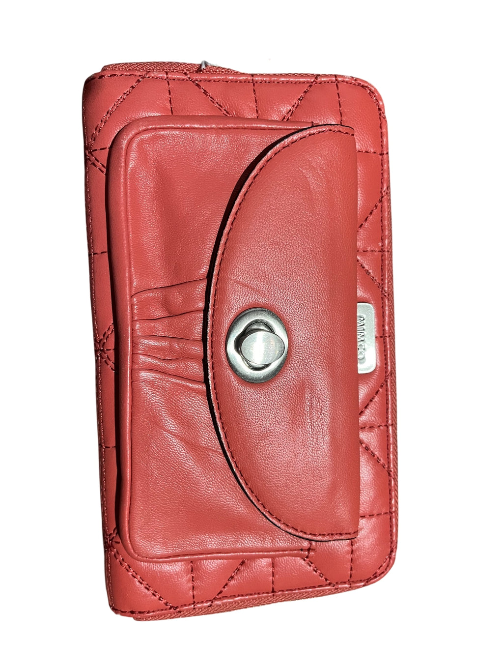 Mimco Quilted Leather Turn-Lock Zip-Around Wallet Red - Image 1