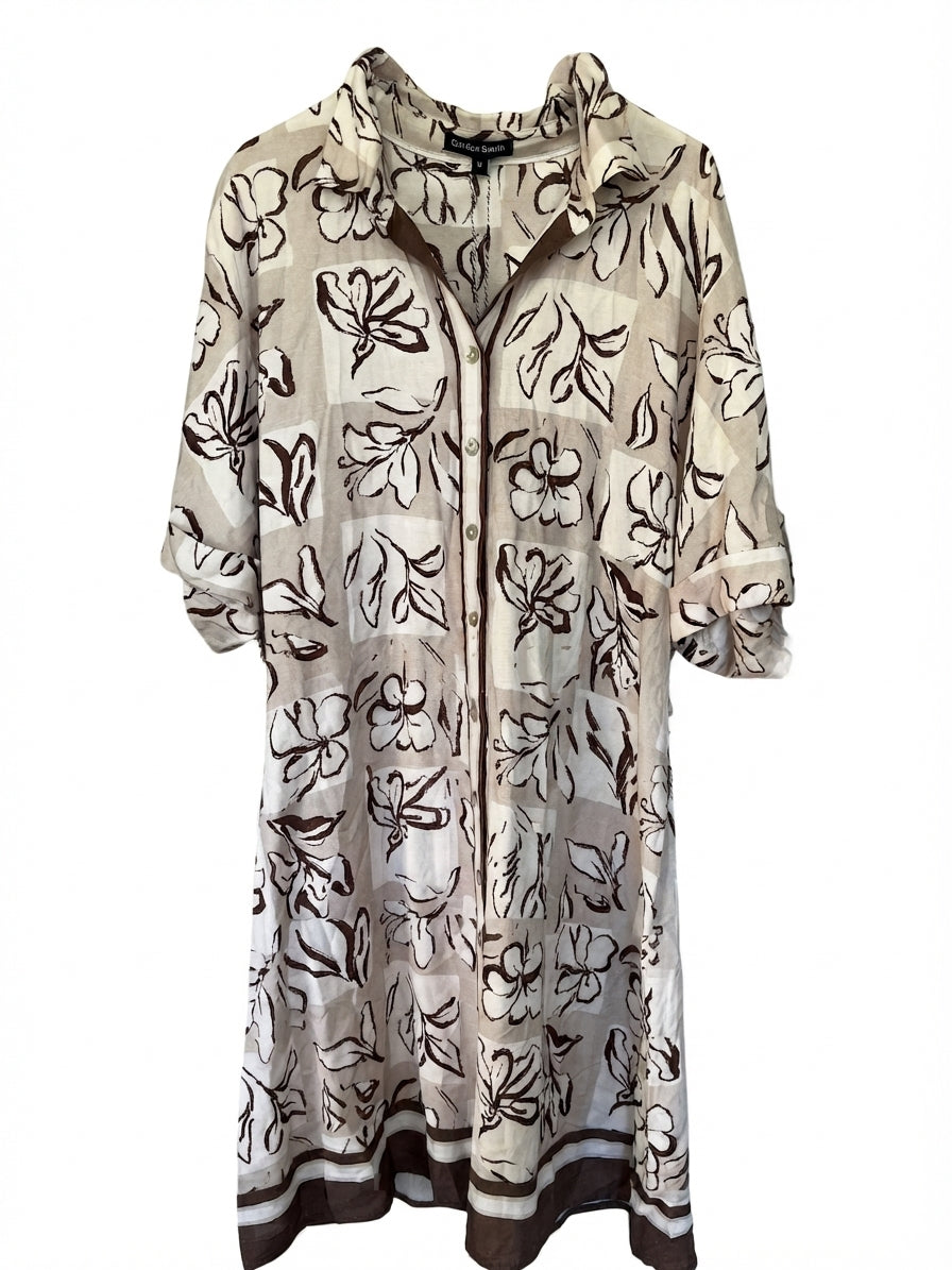 Gordon Smith Floral Print Button-Down Shirt Dress - Image 1