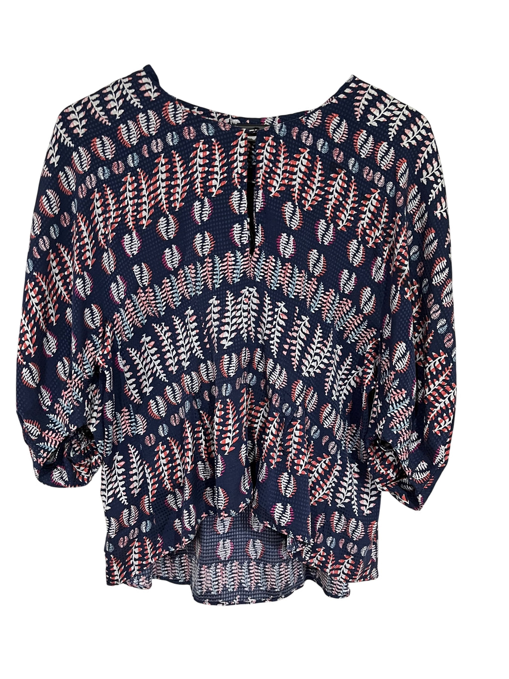 Scanlan Theodore Navy Leaf Print Blouse - Image 1