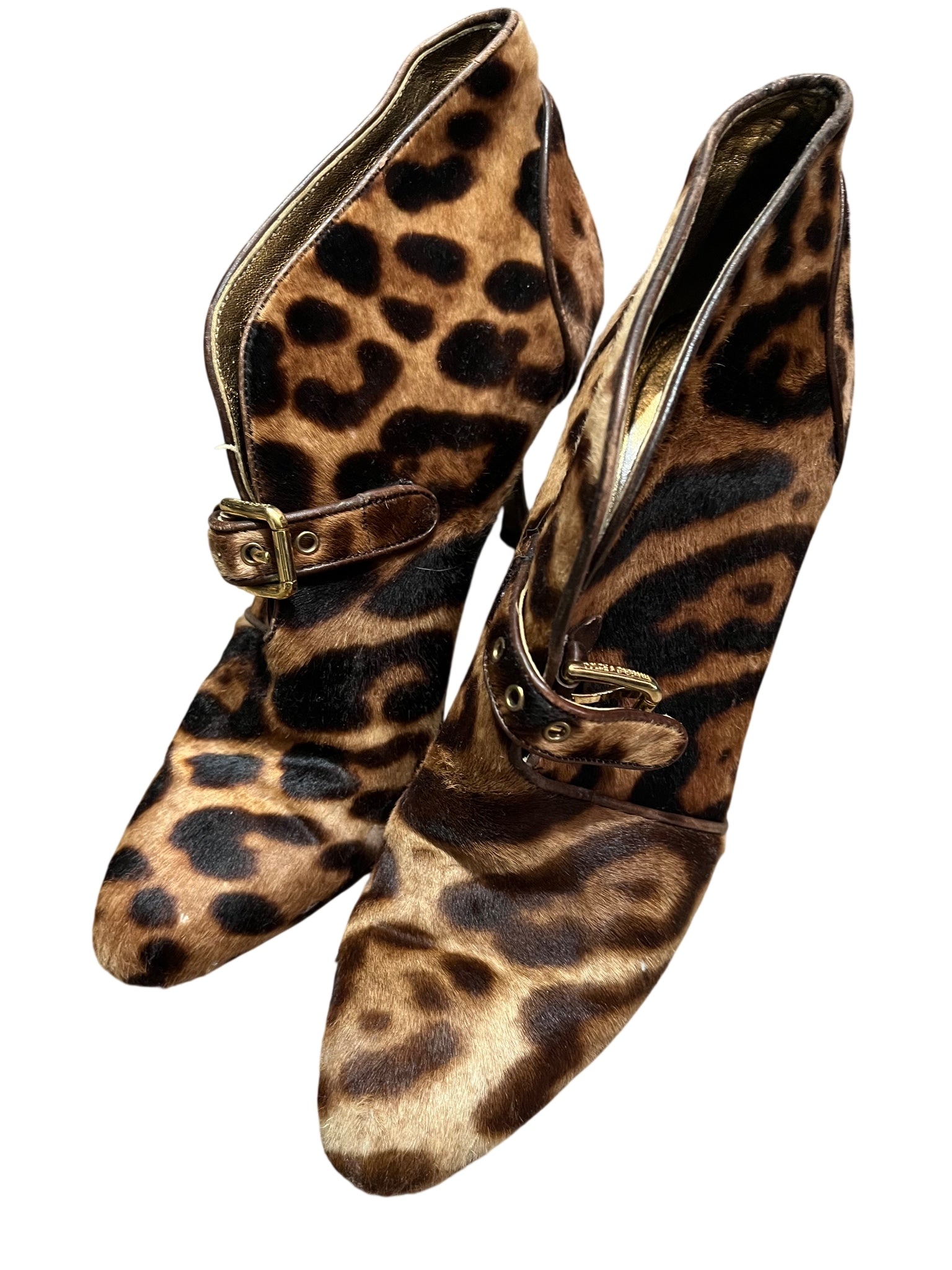 Dolce & Gabbana Leopard Print Calf Hair Ankle Boots - Image 1