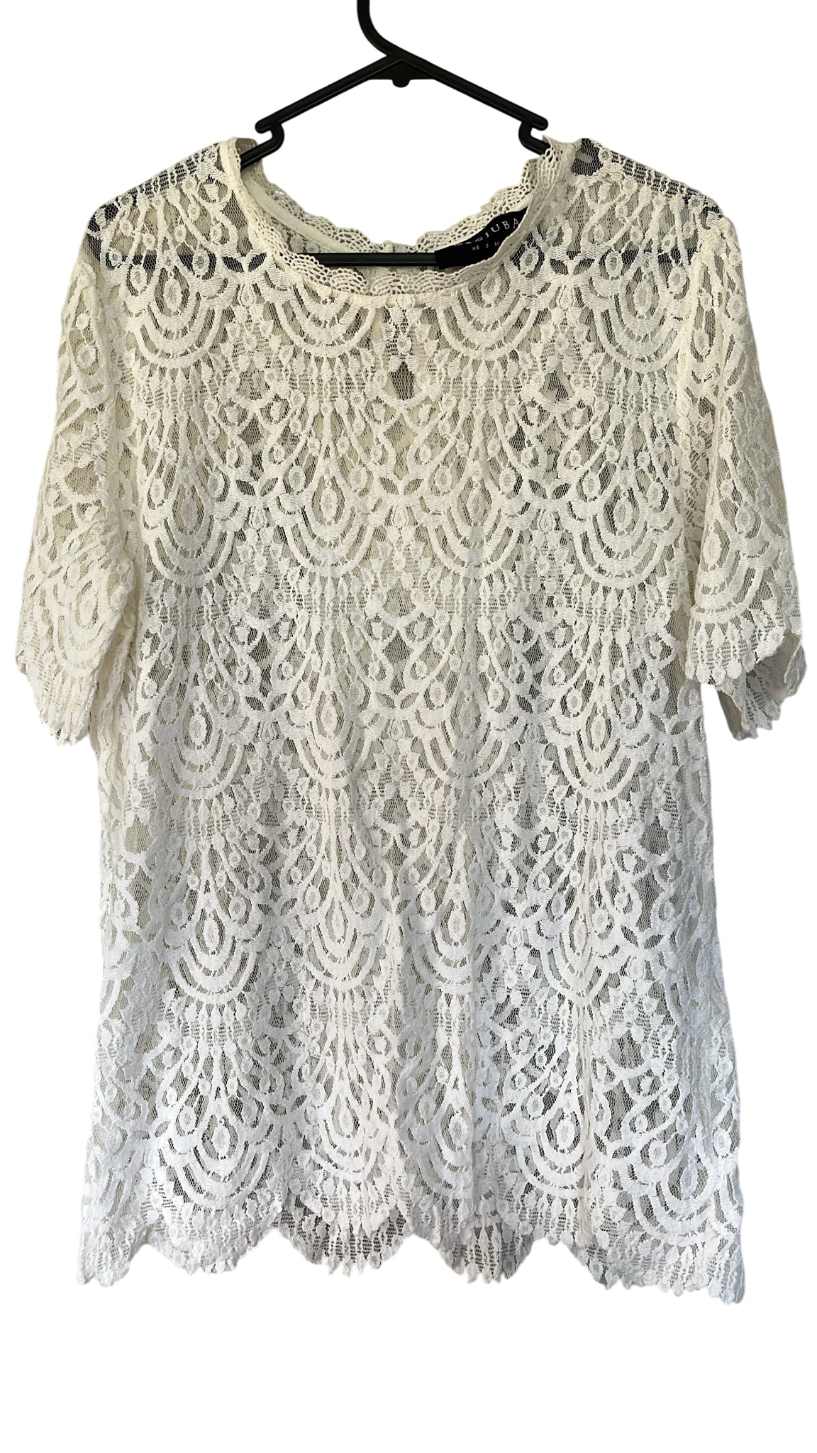 Decjuba White Lace Short Sleeve Blouse - Image 1