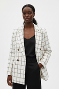 One Two Melbourne White & Gold Metallic Tweed Double-Breasted Blazer