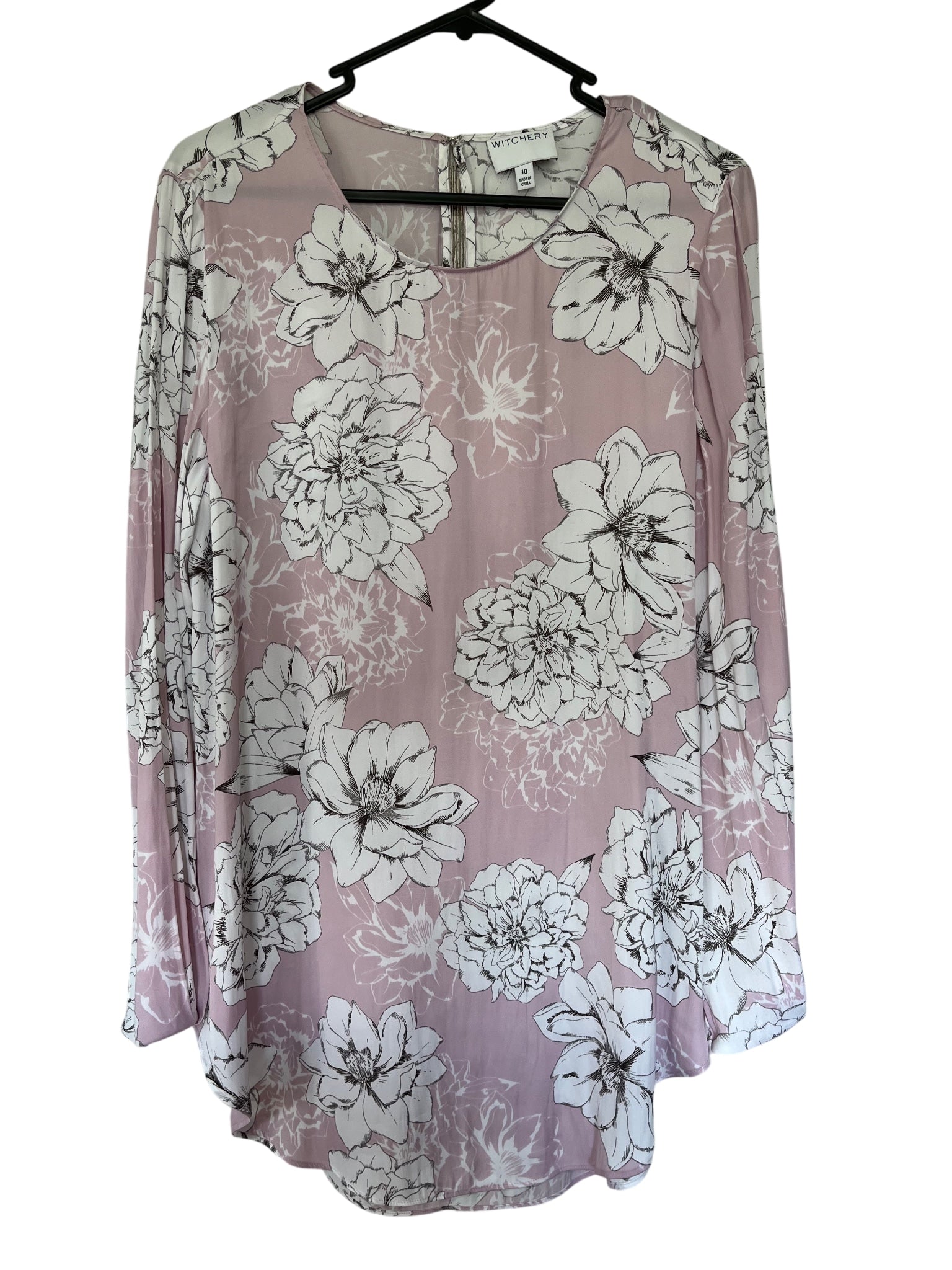 Witchery Floral Print Long Sleeve Blouse Size 10 - Image 1