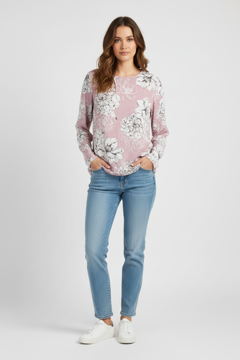 Witchery Floral Print Long Sleeve Blouse Size 10