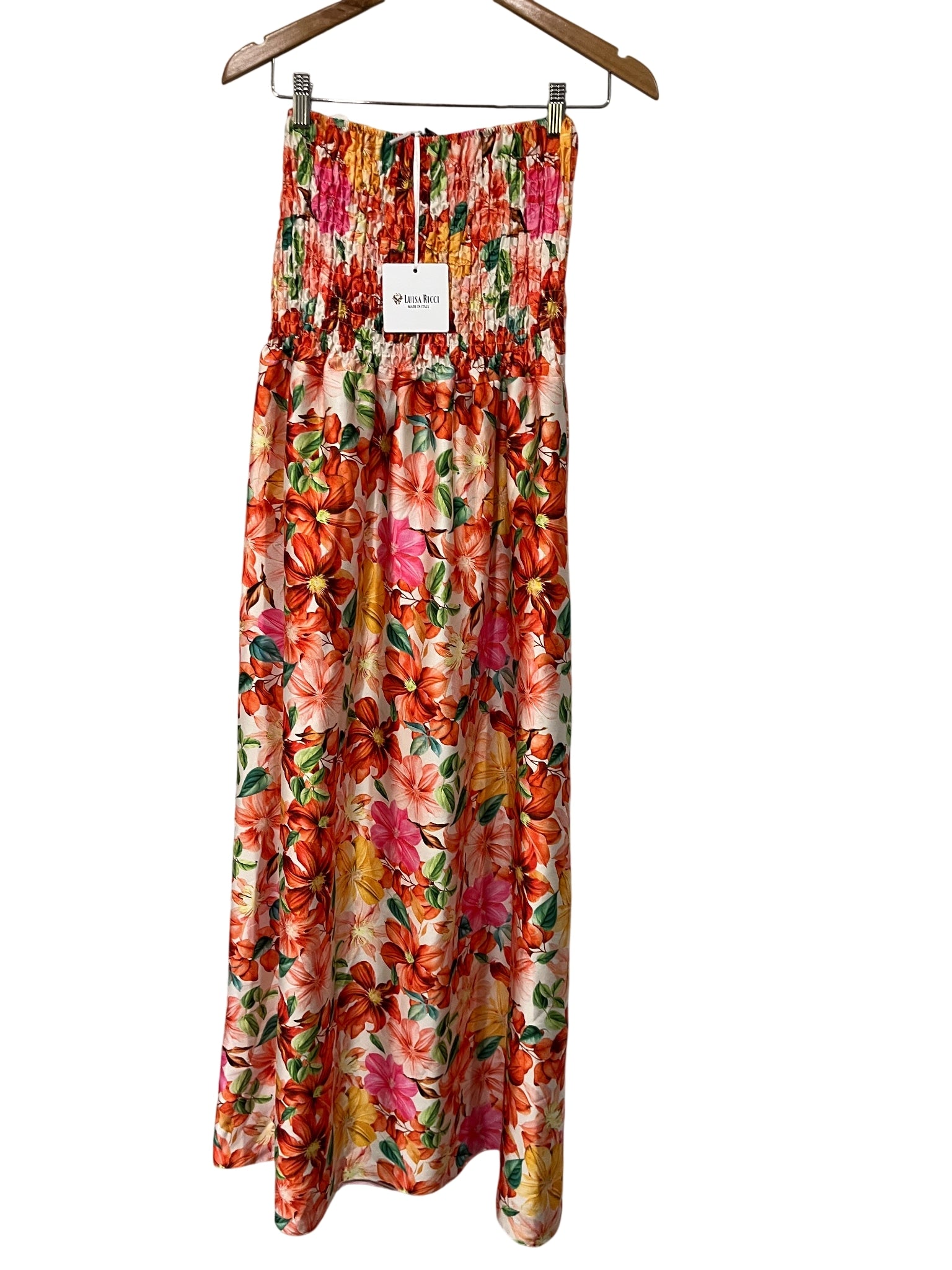 Luisa Ricci Floral Smocked Strapless Maxi Dress XL - Image 1