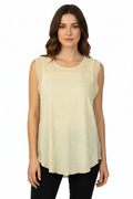 Thurley Yellow Linen Blend Mesh Panel Sleeveless Top