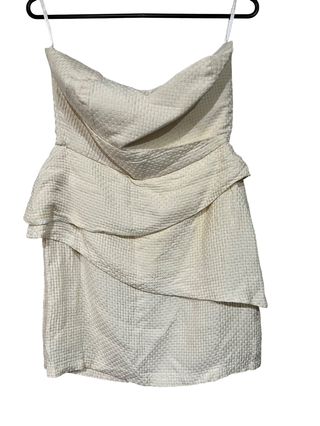 Zimmermann Strapless Textured Peplum Mini Dress Cream Size 3 - Image 1