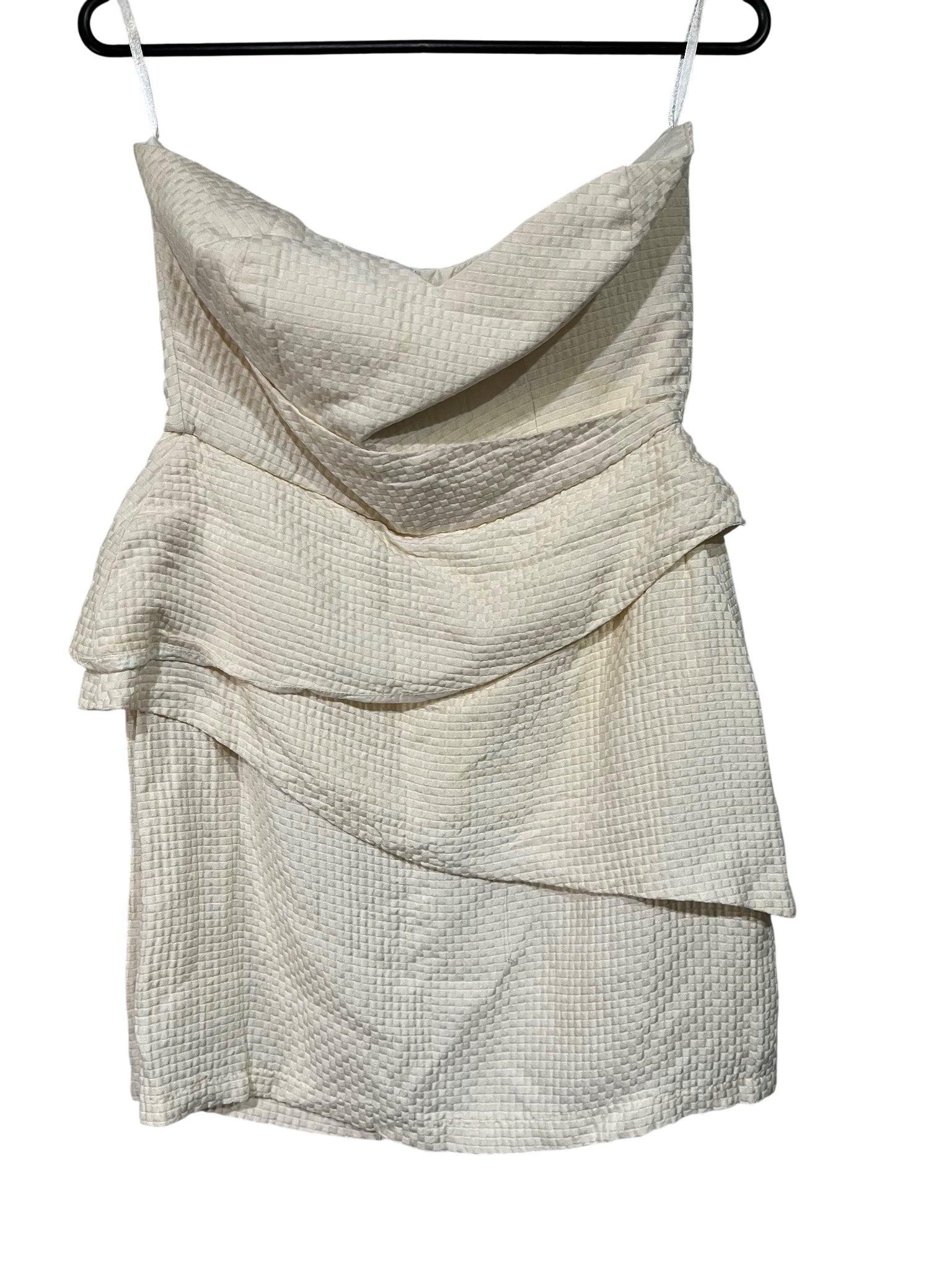 Zimmermann Strapless Textured Peplum Mini Dress Cream Size 3 - Image 1