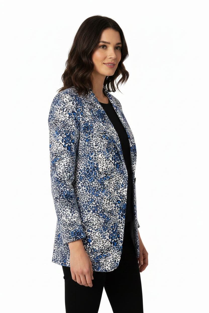 We Are The Others Jules Longline Blazer Snow Leopard Print Size XS