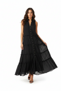 St.mrlo Black Sleeveless Tiered Maxi Dress Size 10