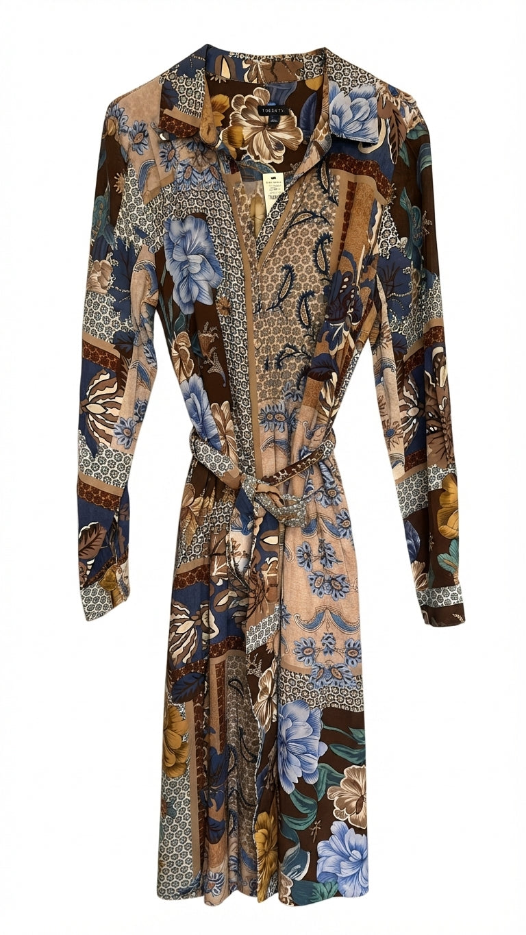 Talbots Mixed Print Long Sleeve Shirt Dress 8 - Image 1