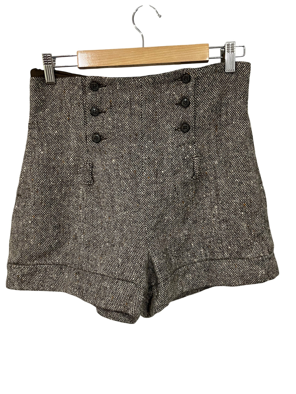 Pinko High-Waisted Tweed Sailor Shorts Brown - Image 1